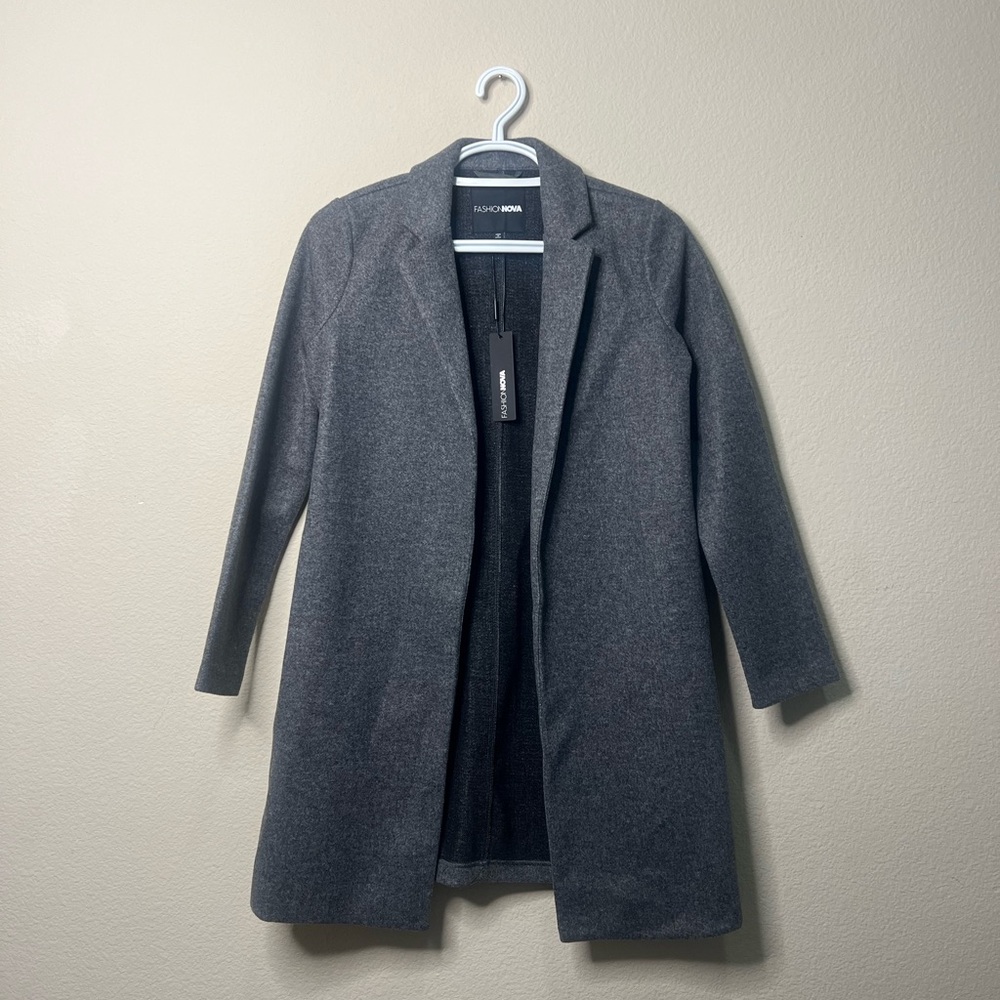 Fashion Nova Charcoal Longline Coat